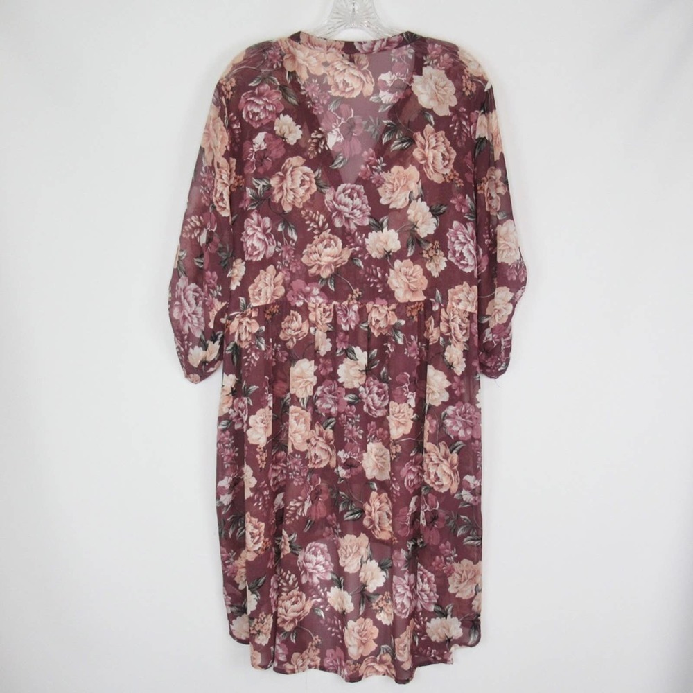 TORRID Sheer Floral Chiffon Hi-Lo Tunic Top V-Neck Tab Sleeve Plus Size 2X - Picture 4 of 11